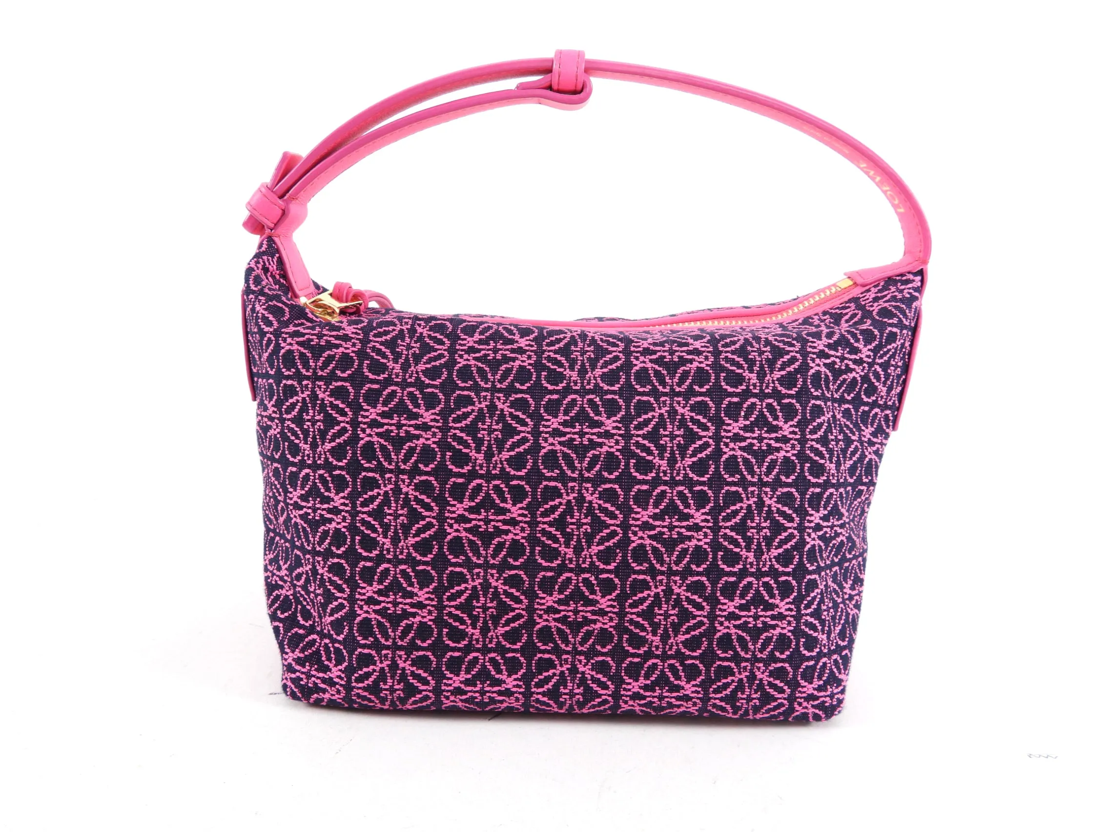 Loewe Small Neon Pink Cubi Anagram Jacquard Bag