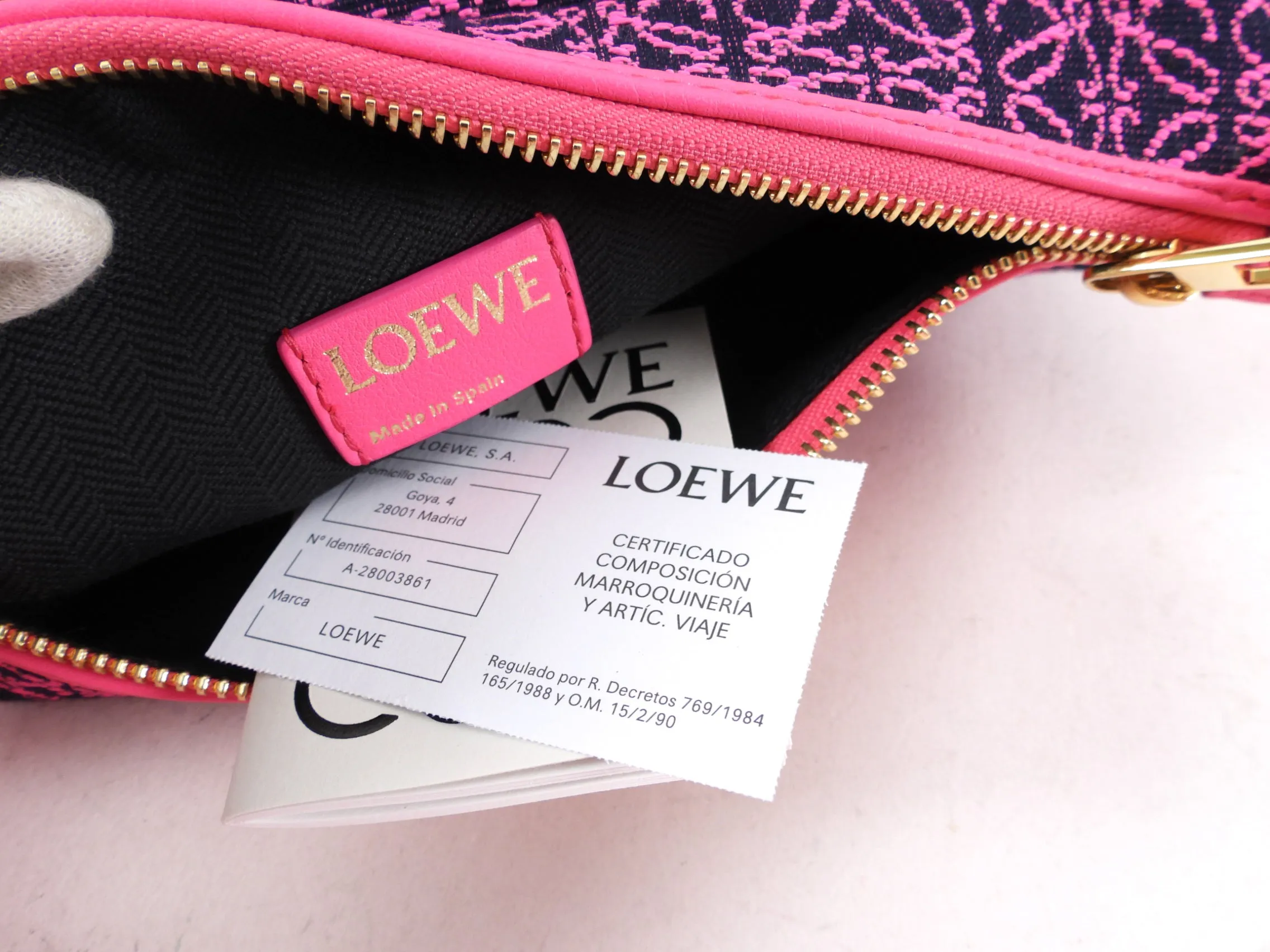 Loewe Small Neon Pink Cubi Anagram Jacquard Bag