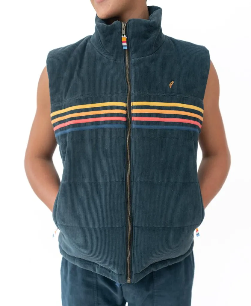 Lofoten Cord Puffer Vest | Blue