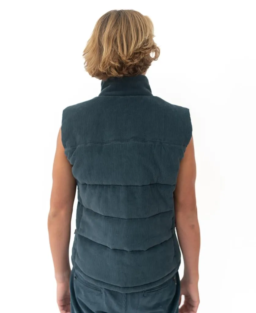 Lofoten Cord Puffer Vest | Blue