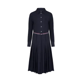 Long Sleeve Pleated Shirtdress