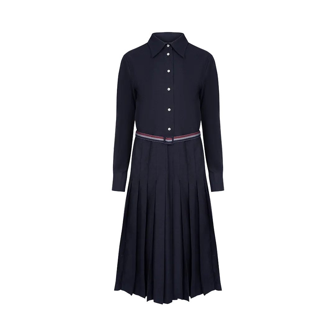 Long Sleeve Pleated Shirtdress