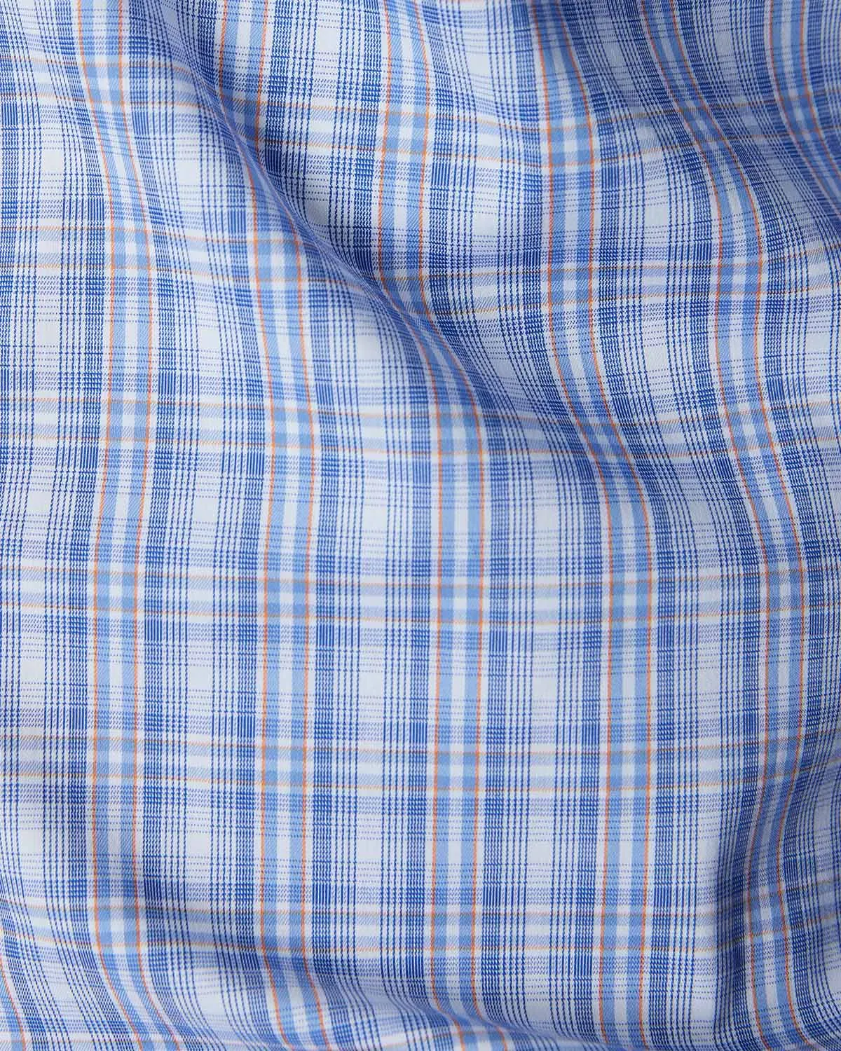 Luthai Stretch Checked Shirt - Blue