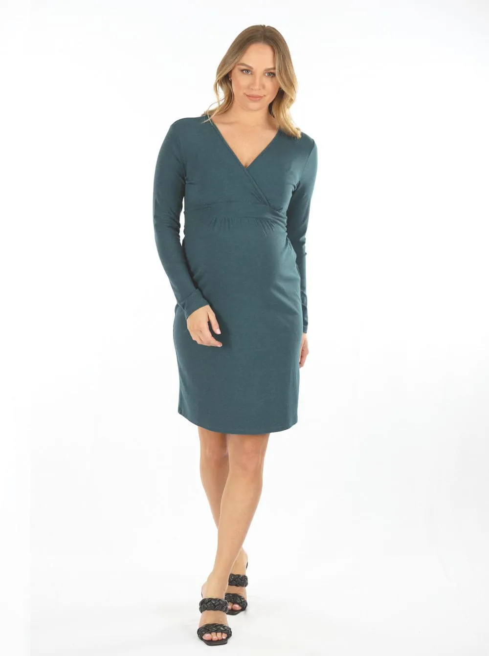 Madison Crossover Teal Maternity Dress