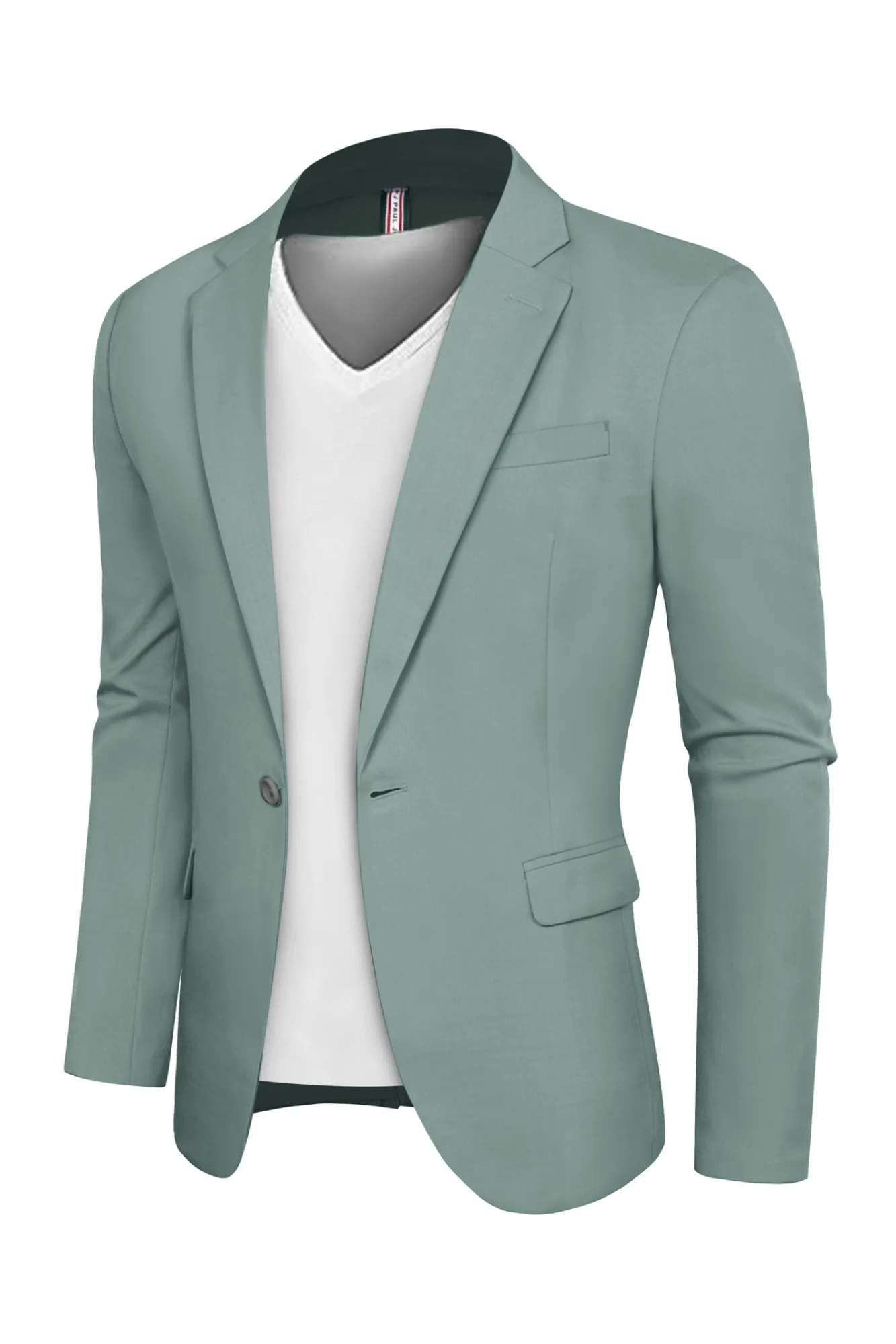 Men One-Button Blazer Coat Casual V-Neck Notch Lapel Back Sit Suit Coat