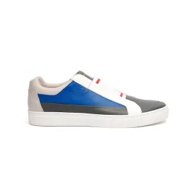 Men's King White Blue Gray Leather Sneakers 04292-850