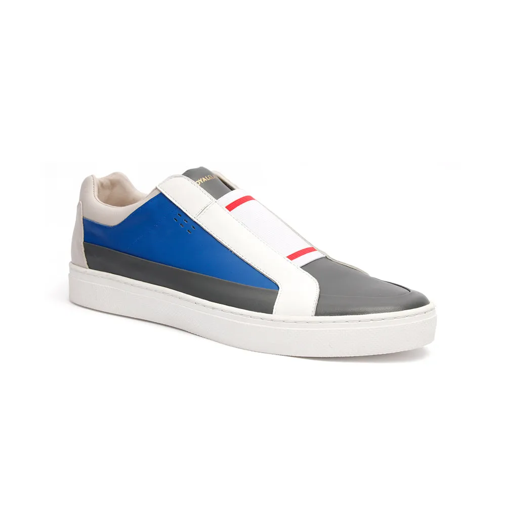 Men's King White Blue Gray Leather Sneakers 04292-850