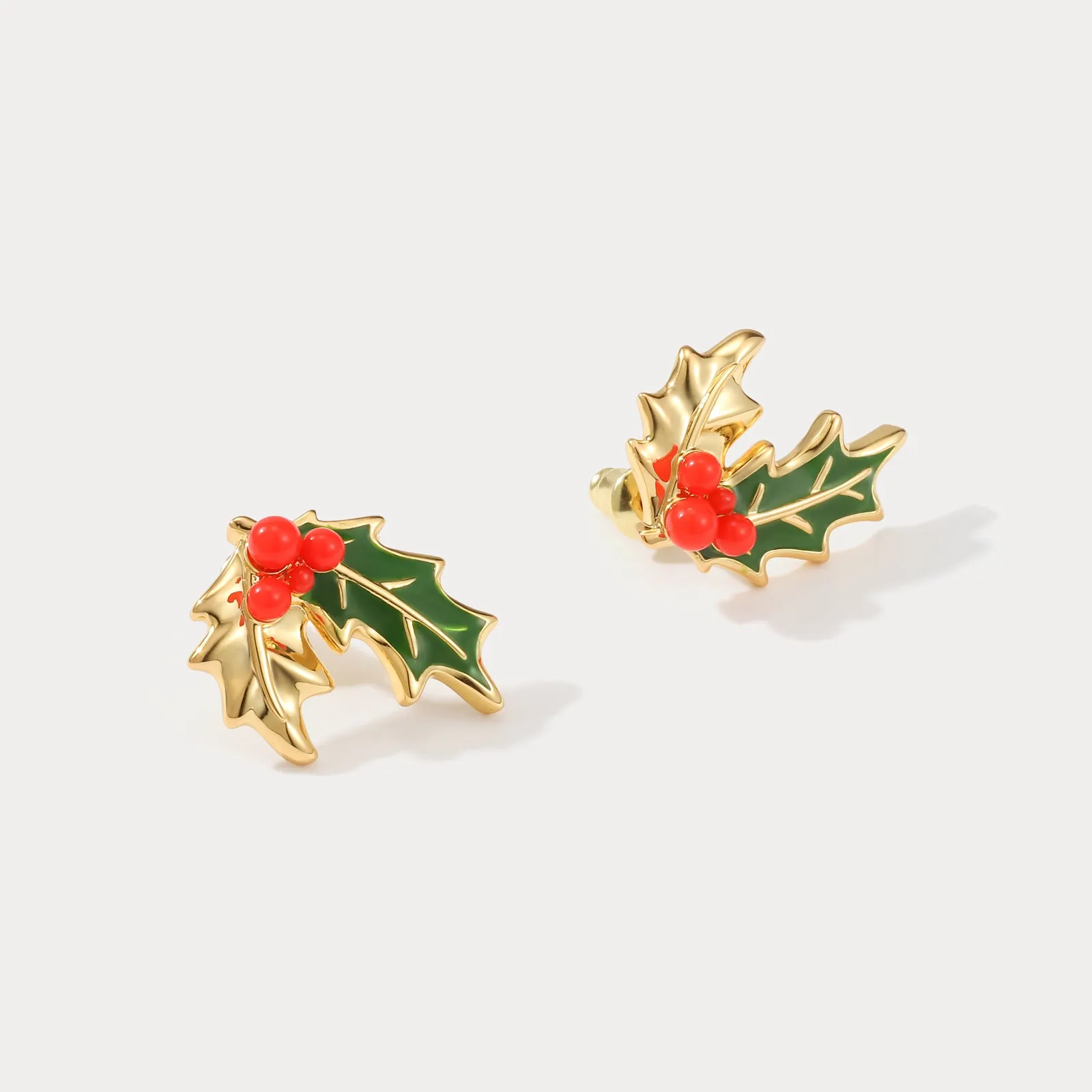 Merry Christmas Holly Earrings