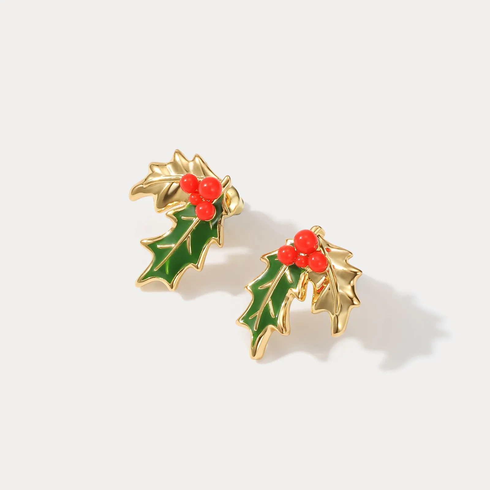 Merry Christmas Holly Earrings