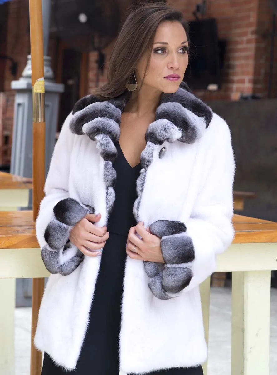 Mink Fur Jacket with Chinchilla Fur Collar and Cuffs