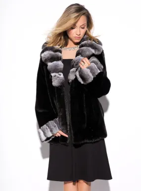 Mink Fur Jacket with Chinchilla Fur Collar and Cuffs