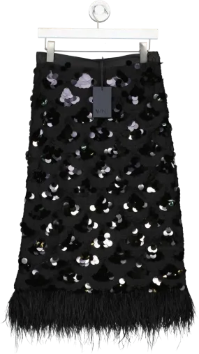 Mint Velvet Black Sequin Midi Skirt UK 10