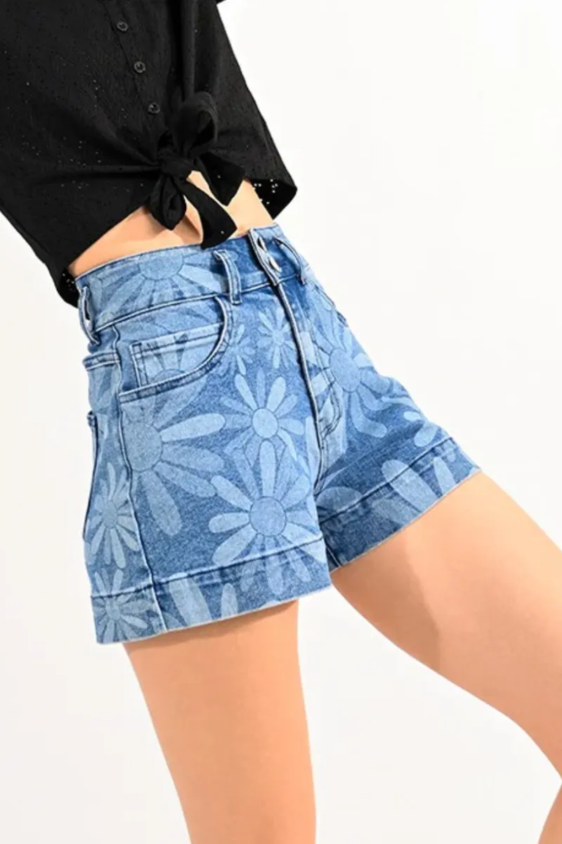 Molly Bracken: Flower Shorts - Denim Blue