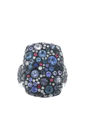 Multi Sapphire Spinel Diamond Ring