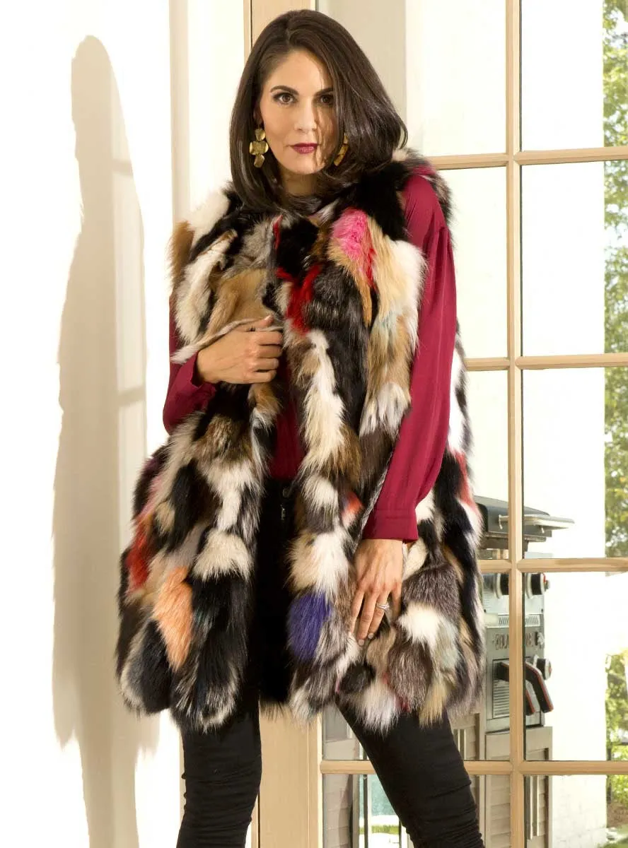 Multicolor Fox Fur Vest