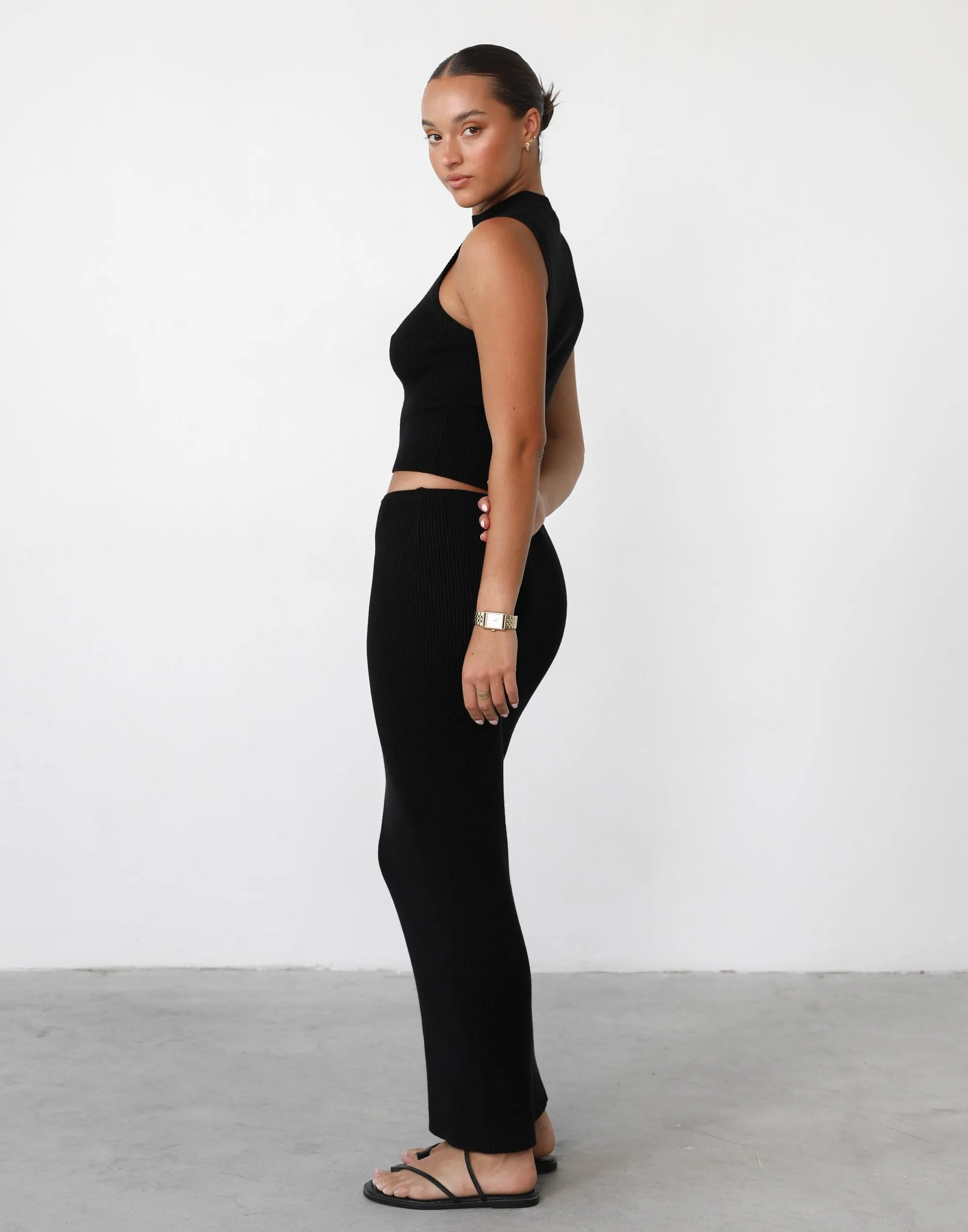 Nate Knit Maxi Skirt (Black)