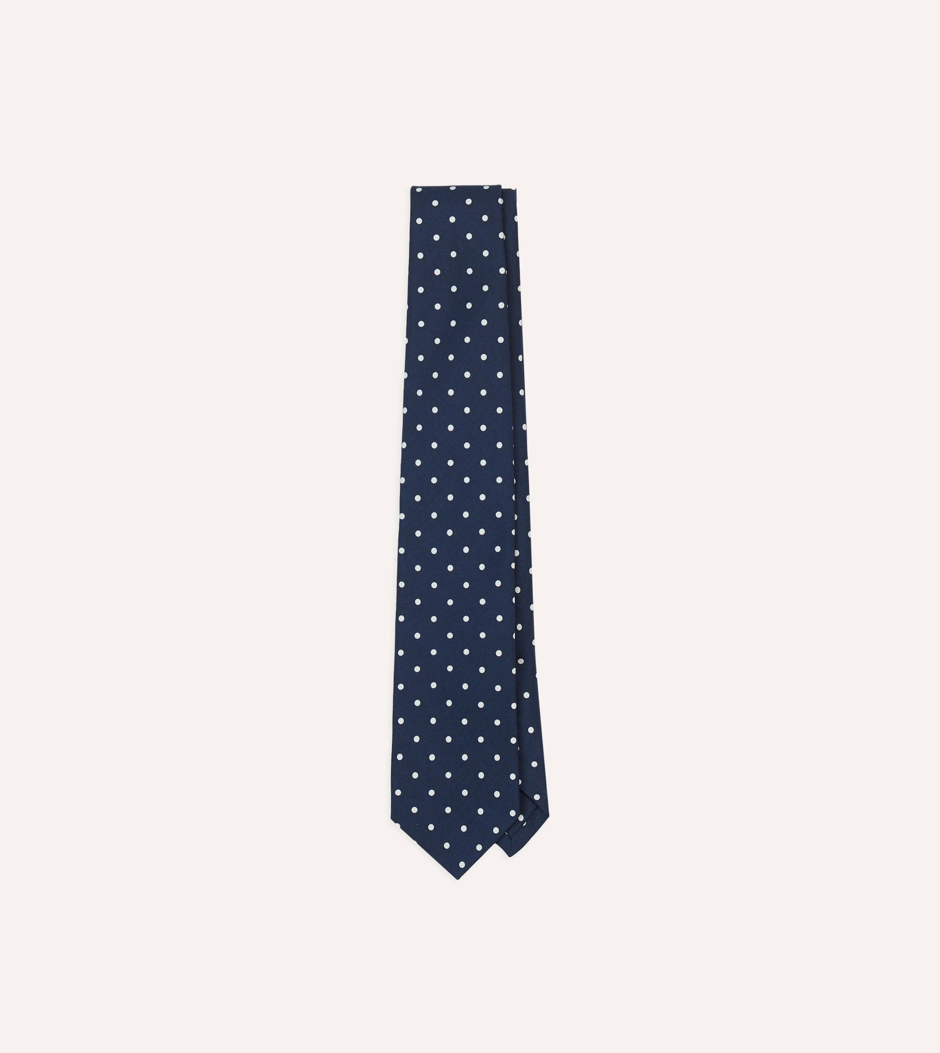 Navy Polka Dot Silk Self-Tipped Tie