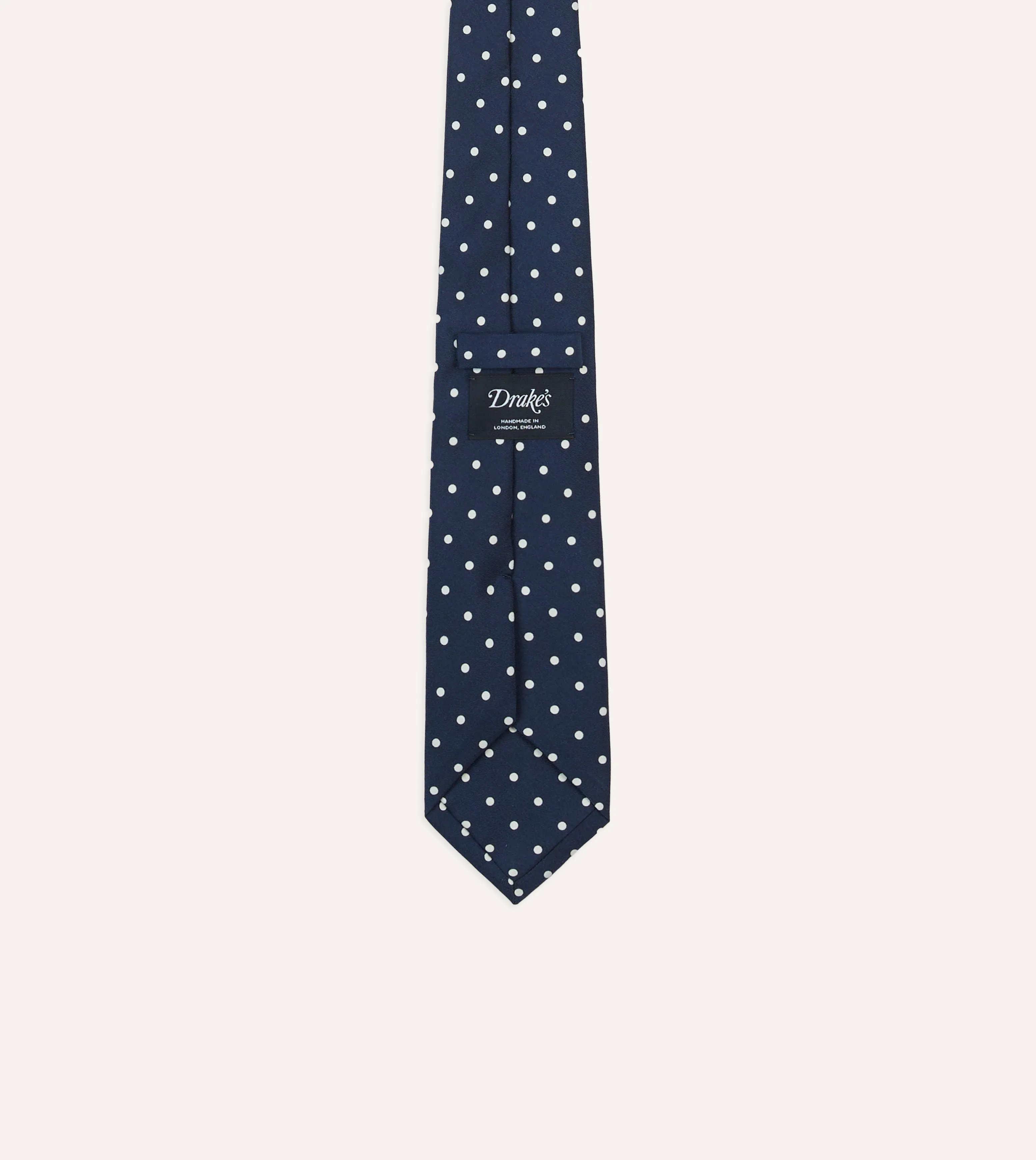 Navy Polka Dot Silk Self-Tipped Tie