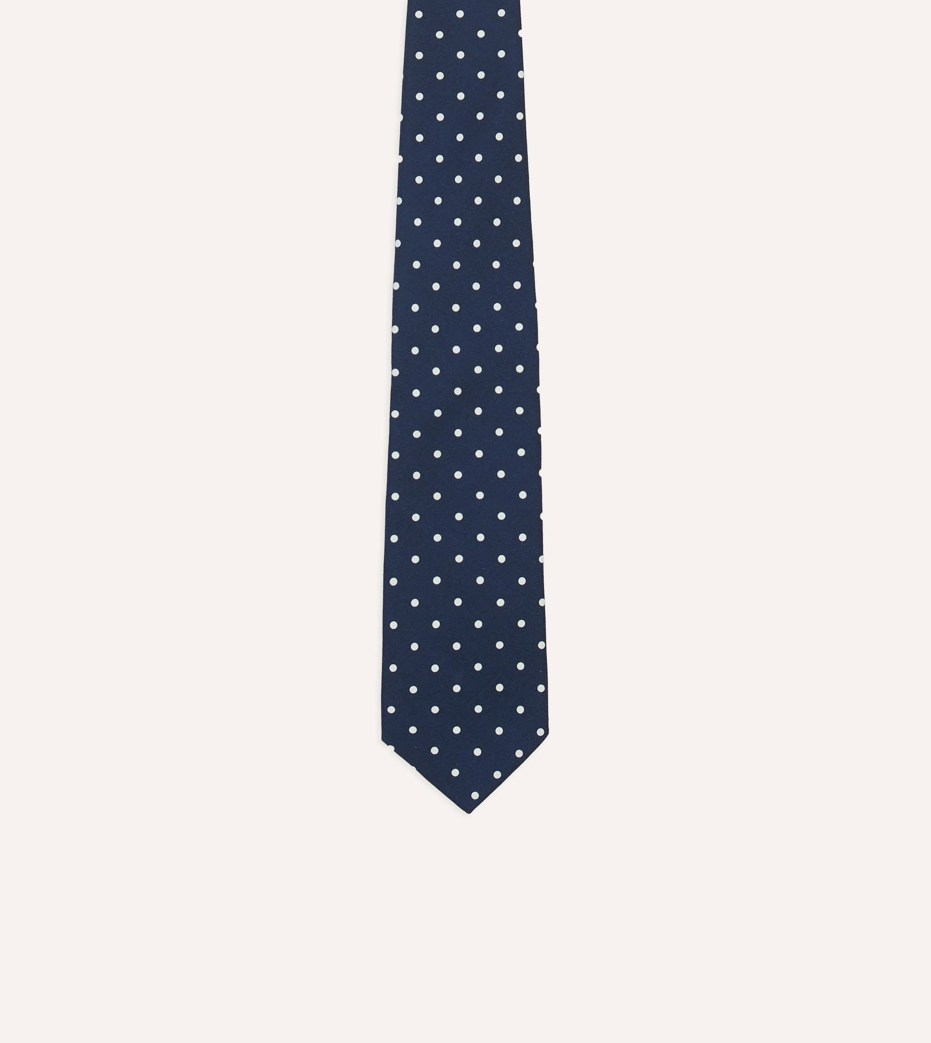 Navy Polka Dot Silk Self-Tipped Tie