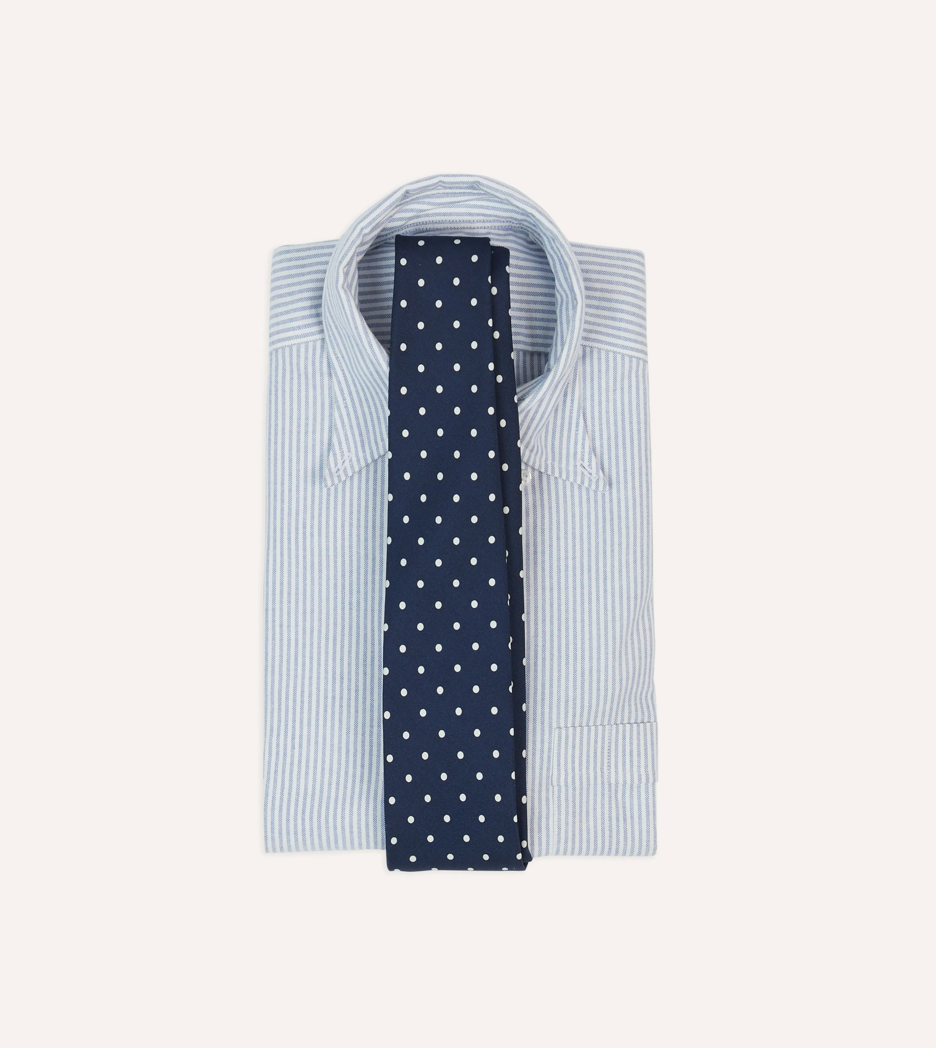 Navy Polka Dot Silk Self-Tipped Tie