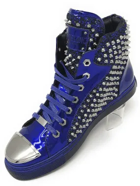 New Hot Men's Fashion High Top Sneaker H. Spike Blue