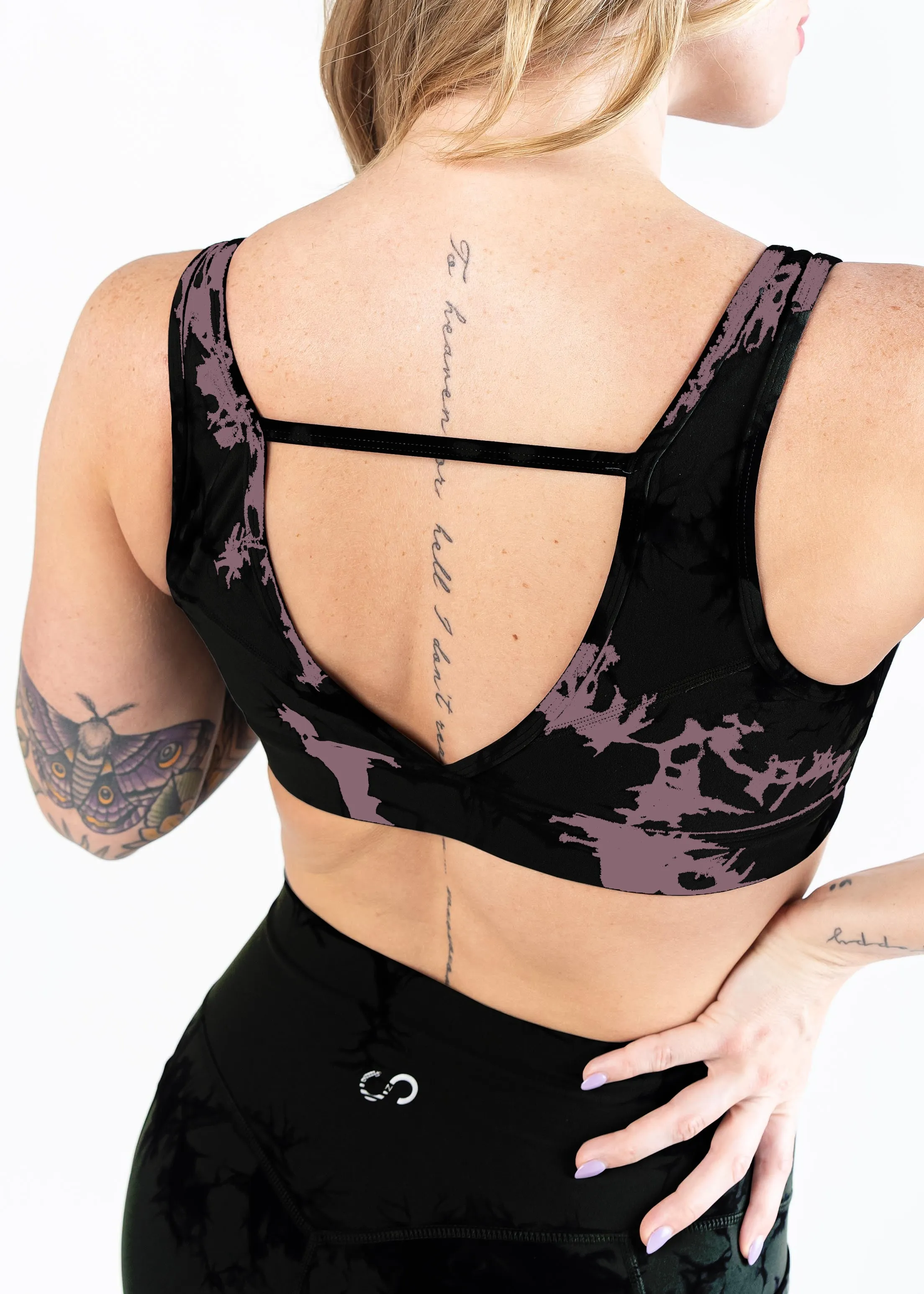 NKD V Back Bra | Black & Pink Marble