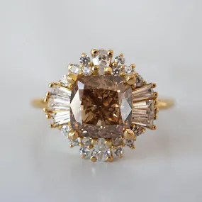 One Of A Kind: Champagne Diamond Ballerina Ring in 14K and 18K Gold, 2.03ct