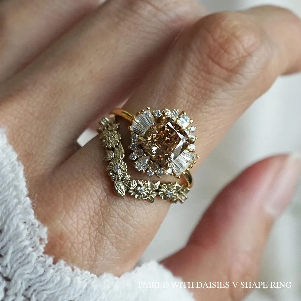 One Of A Kind: Champagne Diamond Ballerina Ring in 14K and 18K Gold, 2.03ct