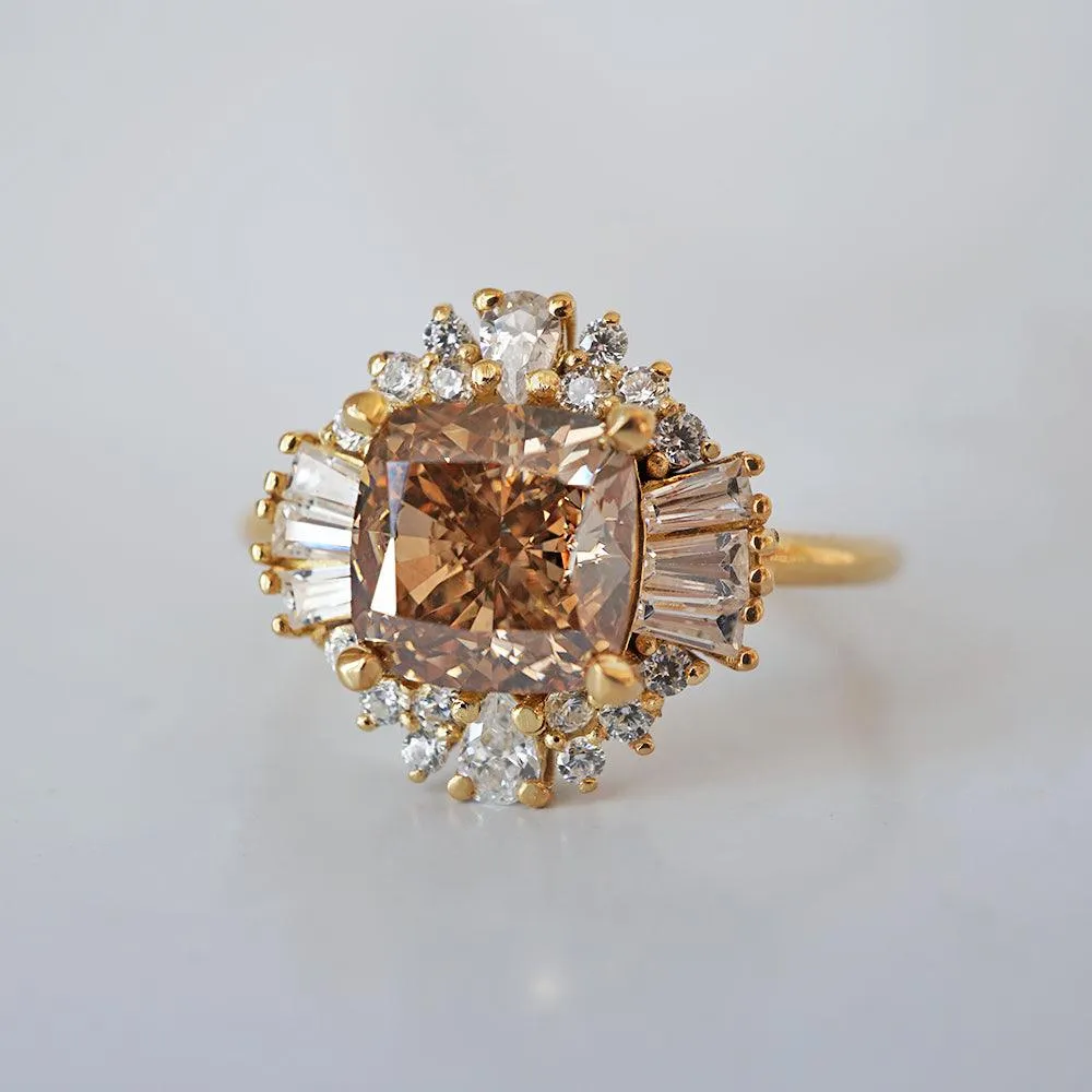 One Of A Kind: Champagne Diamond Ballerina Ring in 14K and 18K Gold, 2.03ct