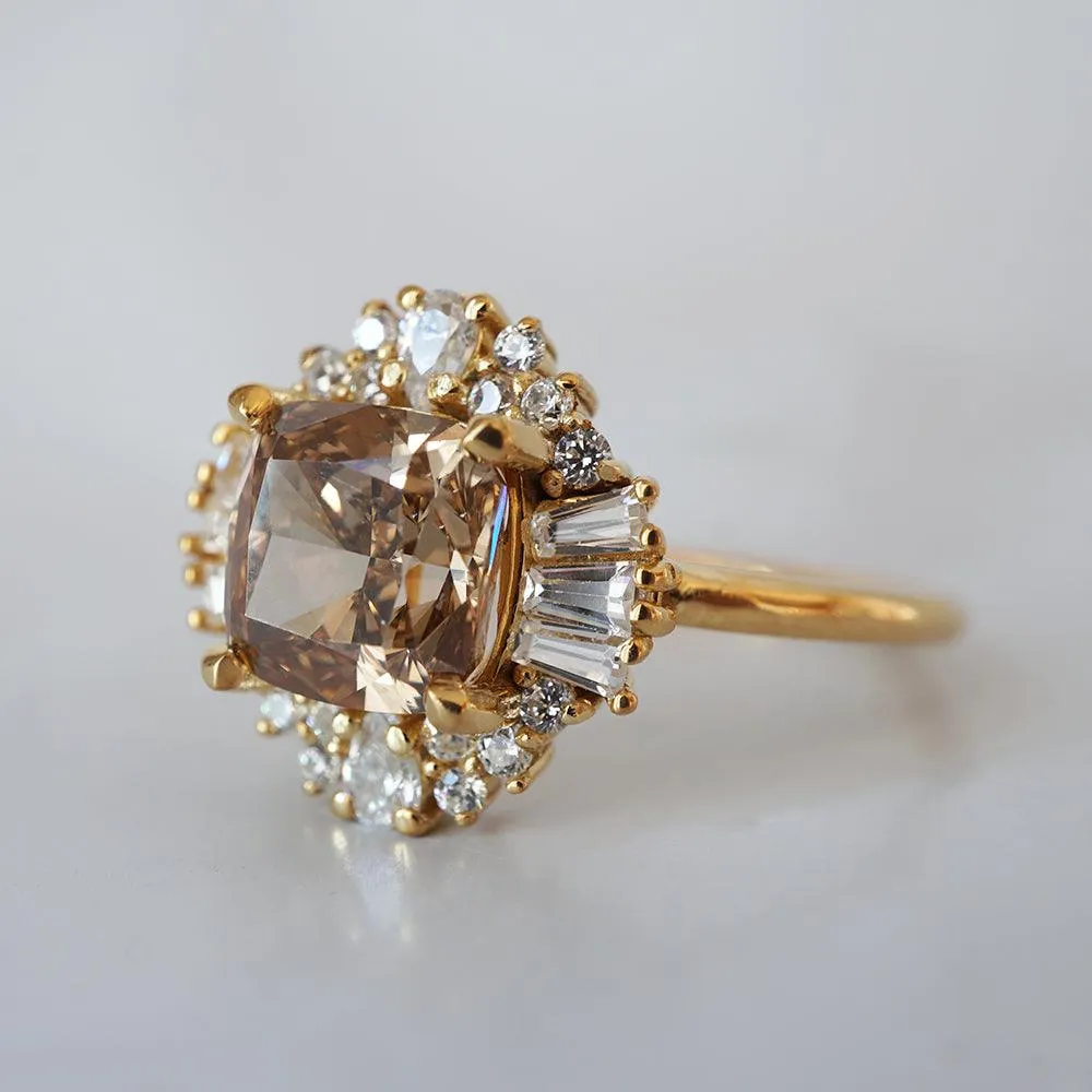 One Of A Kind: Champagne Diamond Ballerina Ring in 14K and 18K Gold, 2.03ct