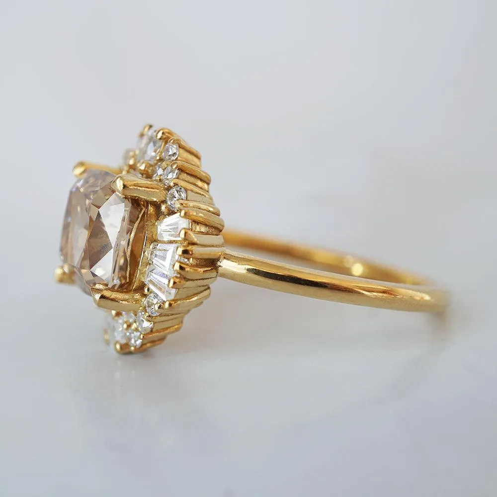 One Of A Kind: Champagne Diamond Ballerina Ring in 14K and 18K Gold, 2.03ct