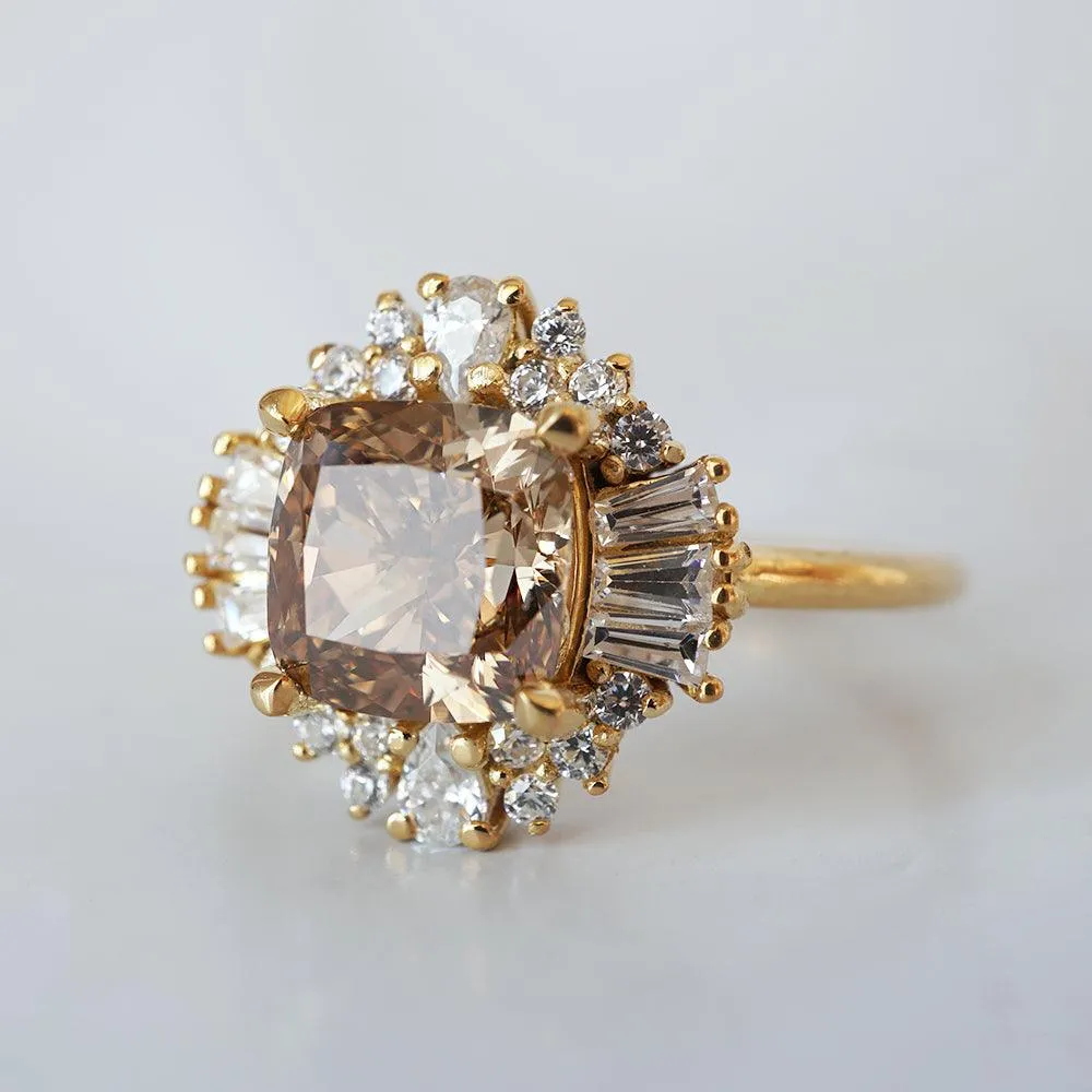 One Of A Kind: Champagne Diamond Ballerina Ring in 14K and 18K Gold, 2.03ct