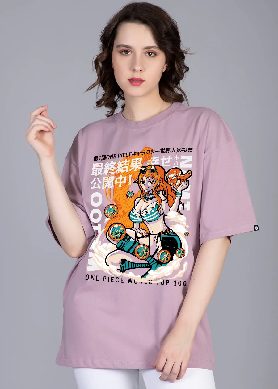 One Piece Printed Lilac Oversized T-shirt Women | Pronk