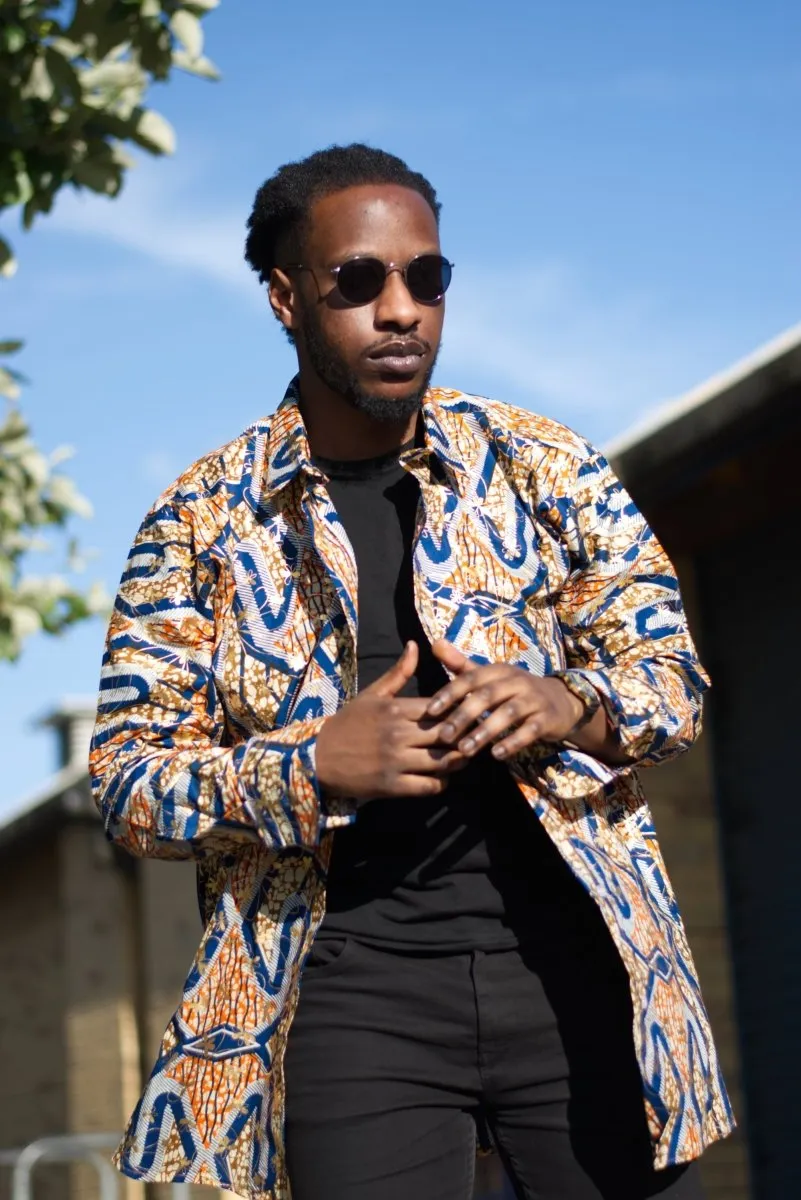 Oversized African Shirt in Gold Orange