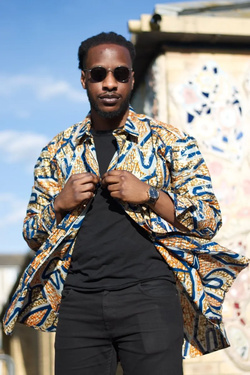 Oversized African Shirt in Gold Orange