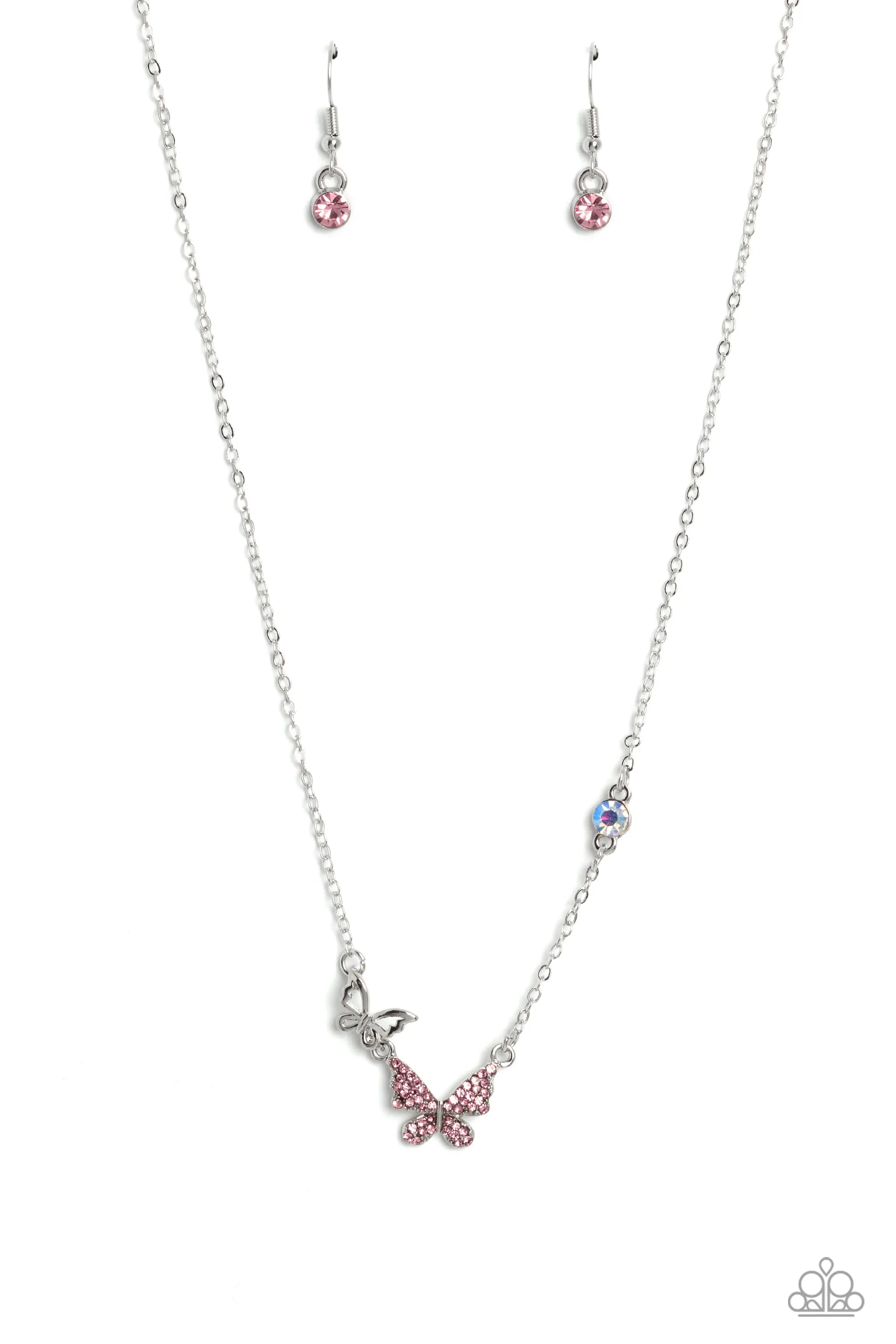 Paparazzi Cant BUTTERFLY Me Love Pink Necklace & Earring Set