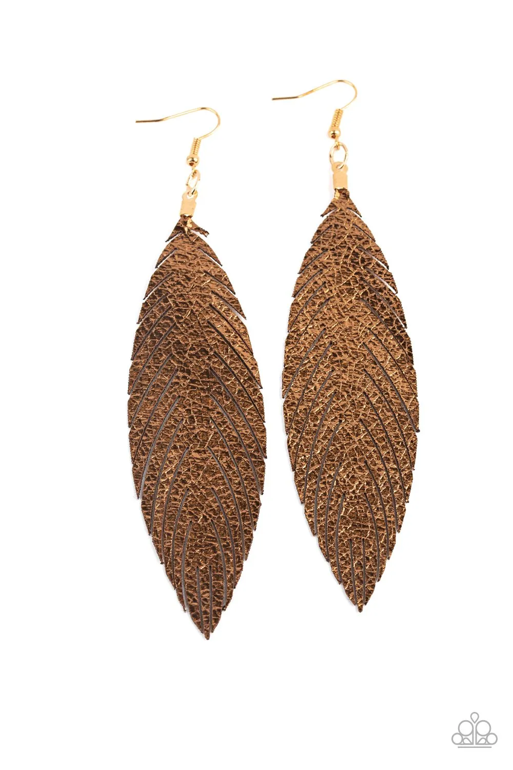 Paparazzi Feather Fantasy - Gold Earrings