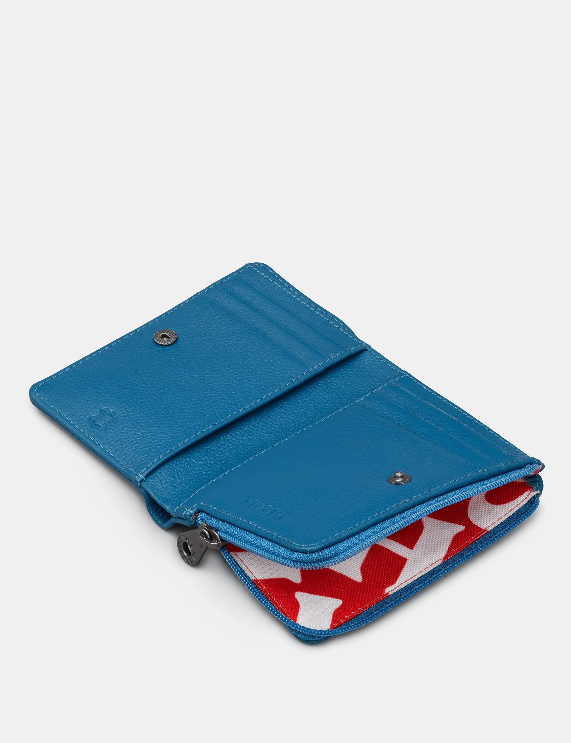 Peacock Plume Petrol Blue Leather Flap Over Purse