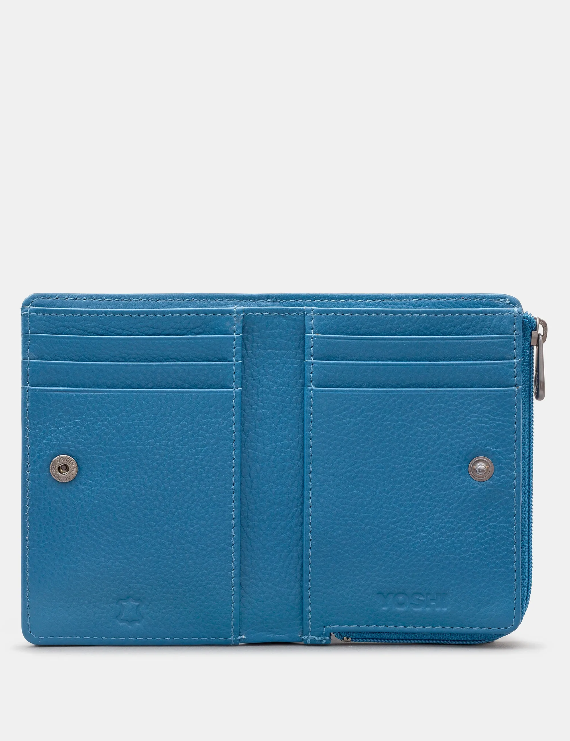 Peacock Plume Petrol Blue Leather Flap Over Purse