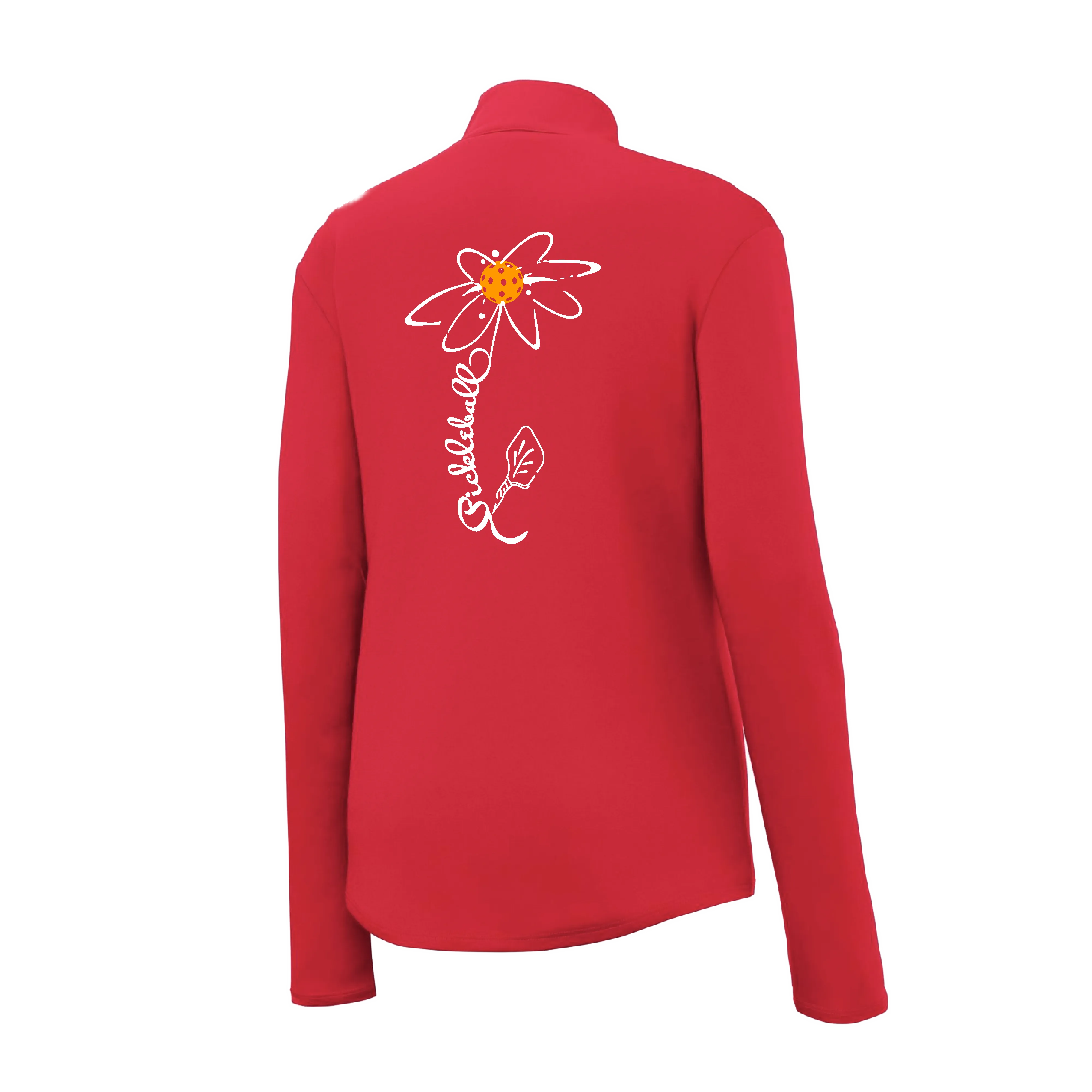 Pickleball Flower (Orange, Pink or Purple) | Women’s 1/4 Zip Athletic Shirt | 100% Polyester