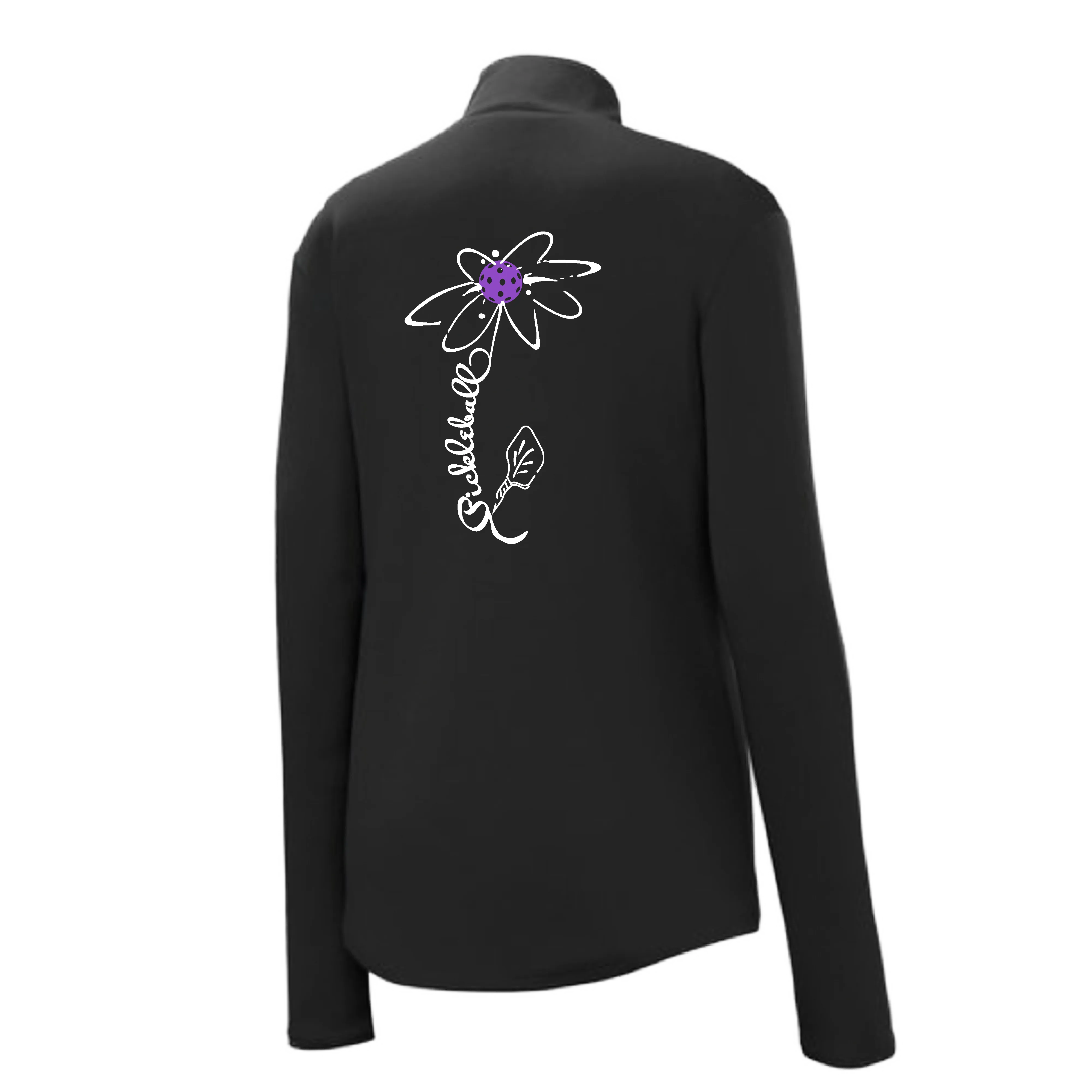 Pickleball Flower (Orange, Pink or Purple) | Women’s 1/4 Zip Athletic Shirt | 100% Polyester