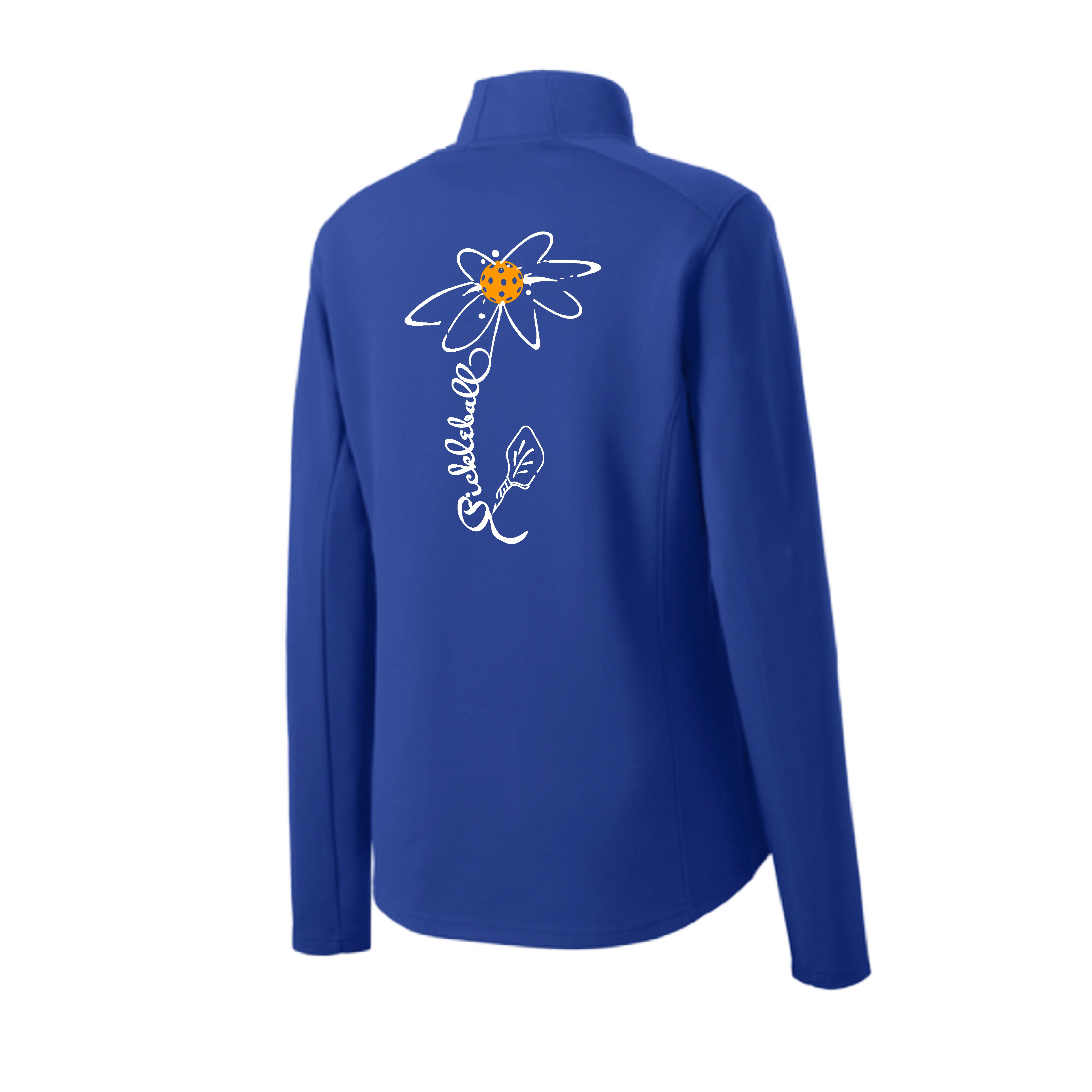 Pickleball Flower (Orange, Pink or Purple) | Women’s 1/4 Zip Athletic Shirt | 100% Polyester