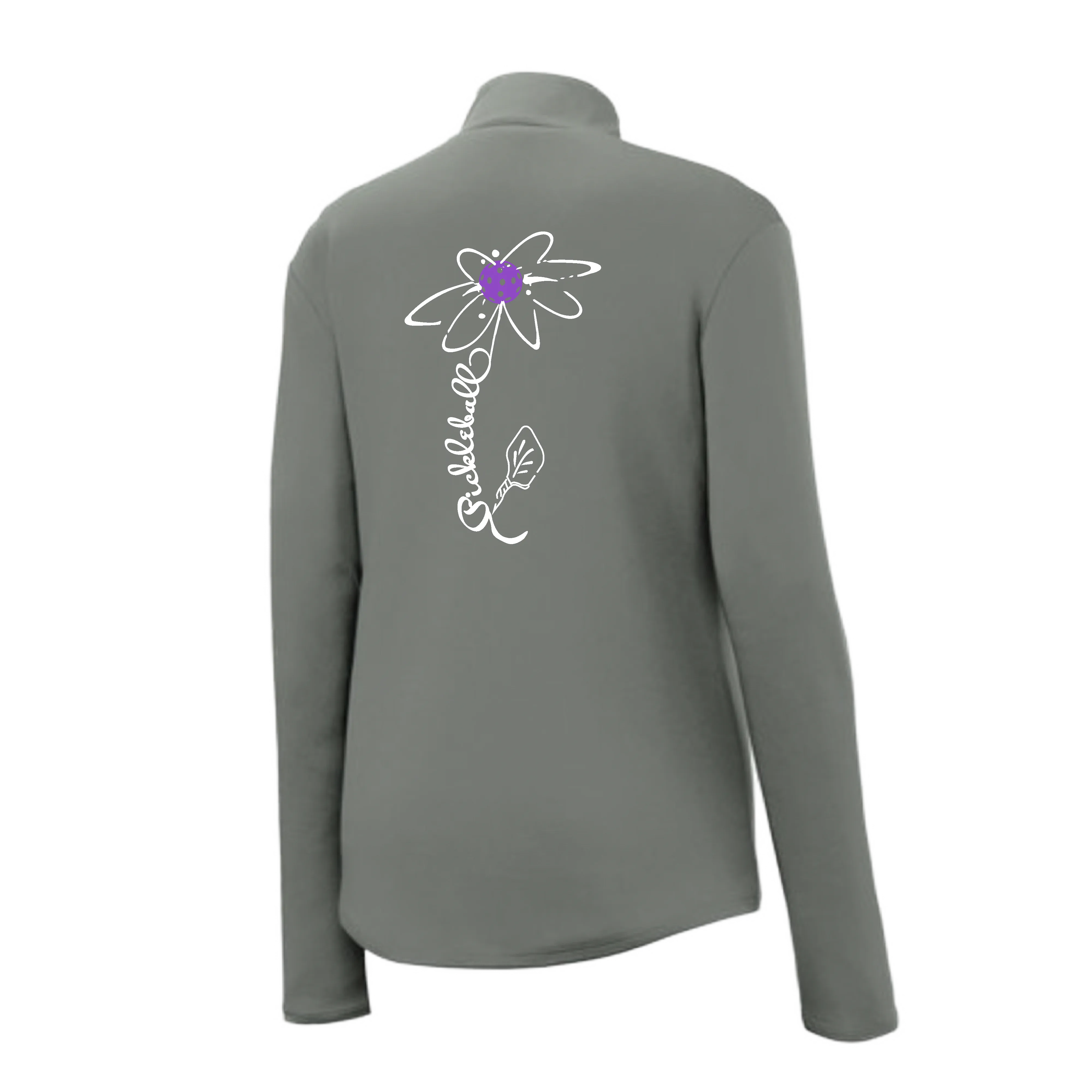 Pickleball Flower (Orange, Pink or Purple) | Women’s 1/4 Zip Athletic Shirt | 100% Polyester