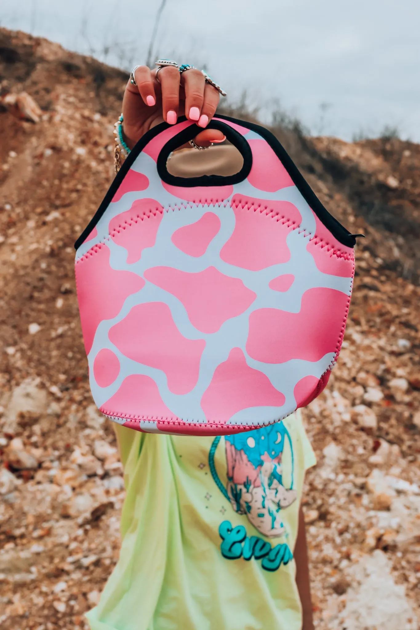 Pink Cowhide Lunch Tote