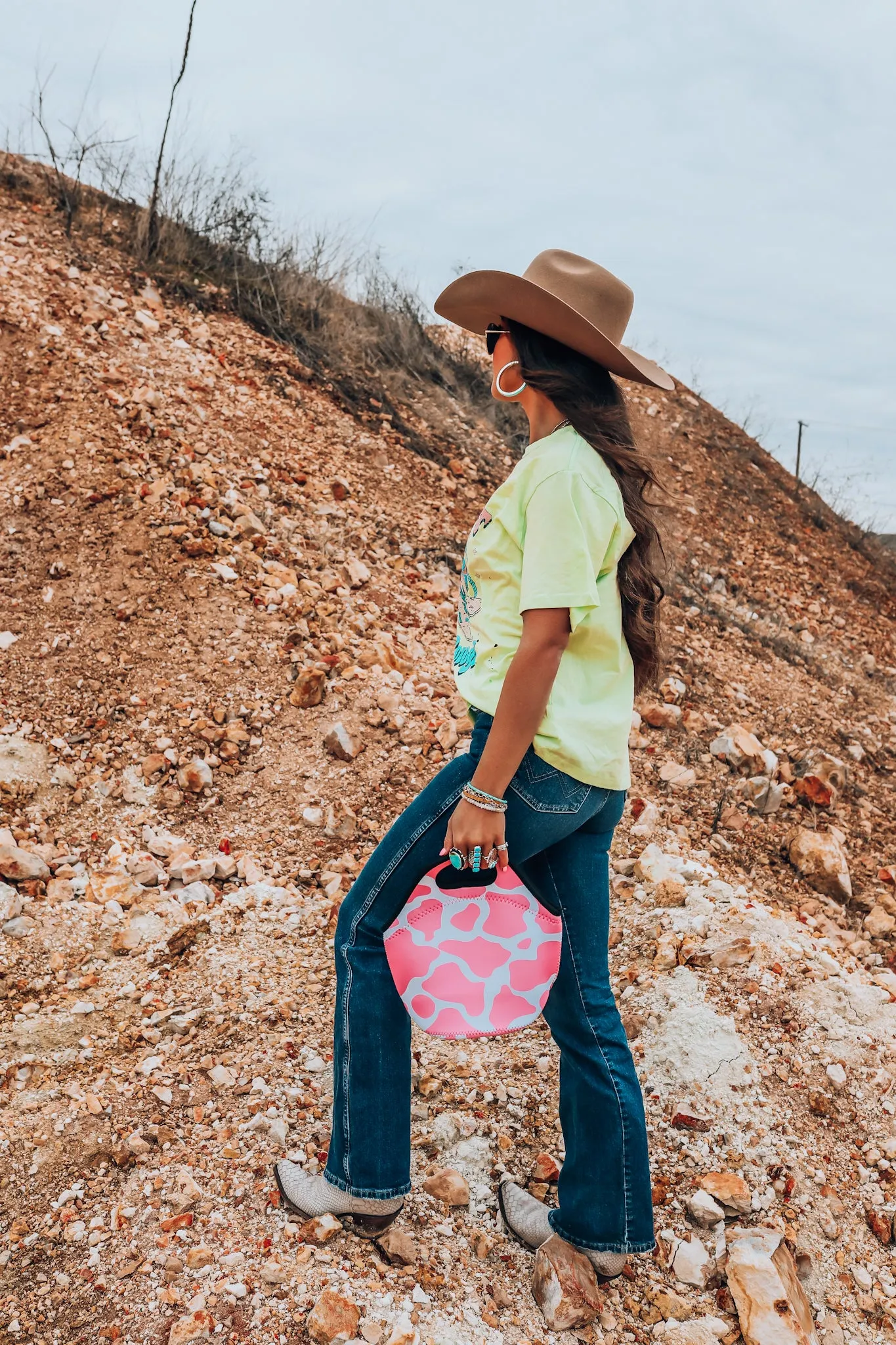 Pink Cowhide Lunch Tote