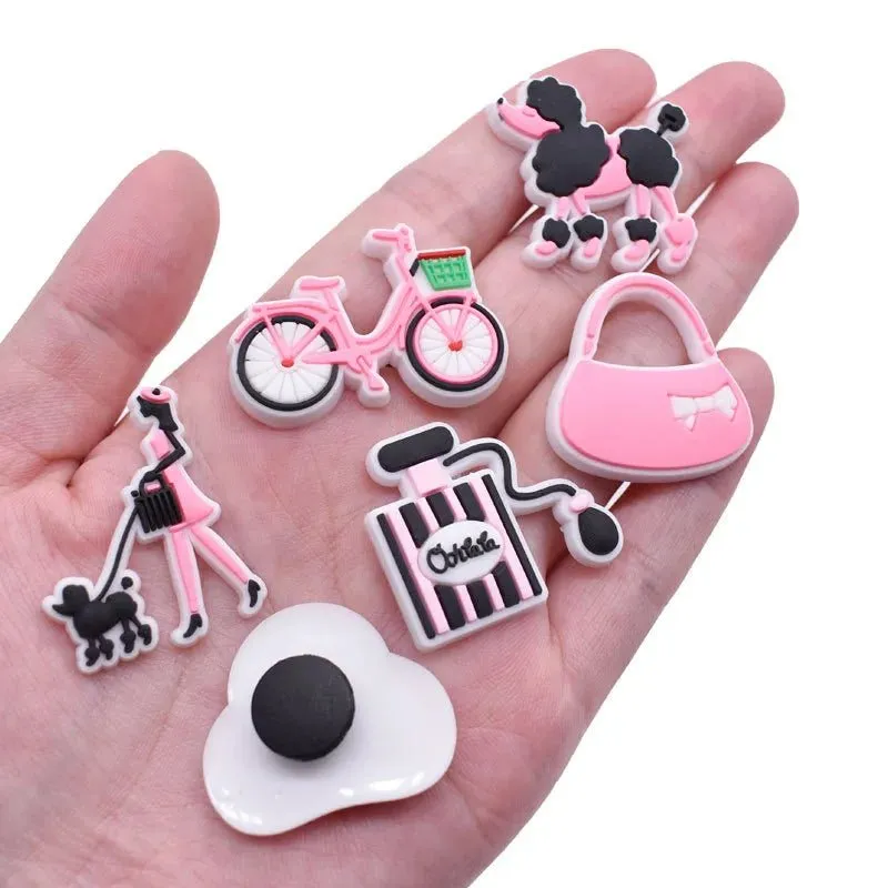 Pink Cute Barbie Doll Girls Series Shoe Charms Cartoon Shoes Accessories Clog Sandal