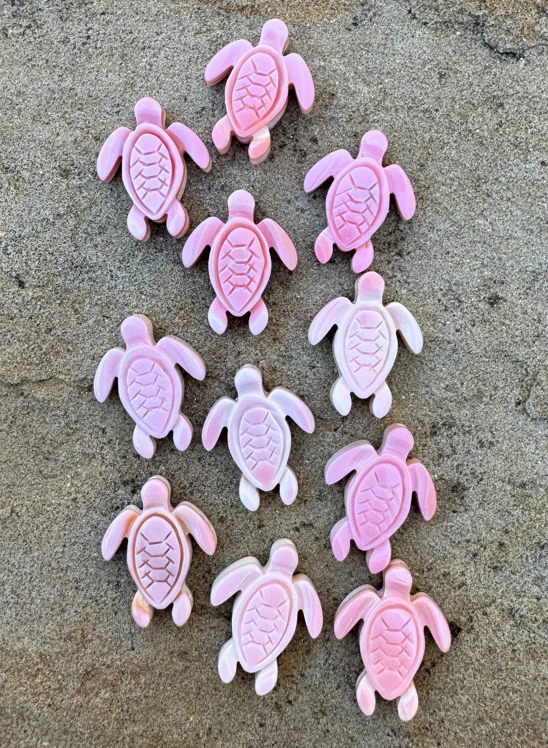 Pink Queen Conch Carved Turtle Beads, Package of 2 Beads