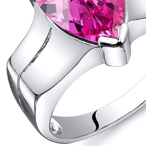 Pink Sapphire Pear Shape Sterling Silver Ring Size 5