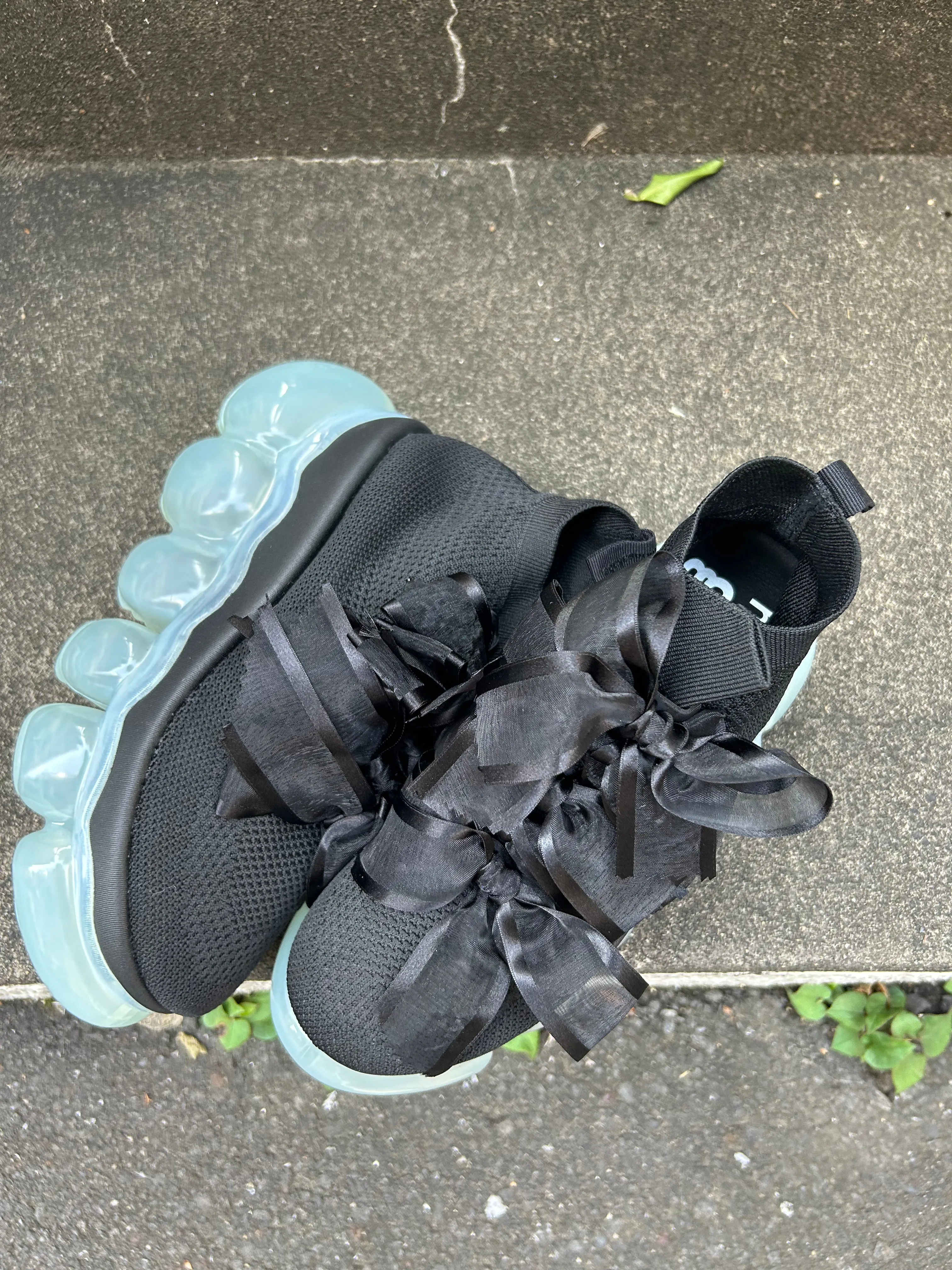 "Jewelry" High Ribbon Shoes / Blue Black