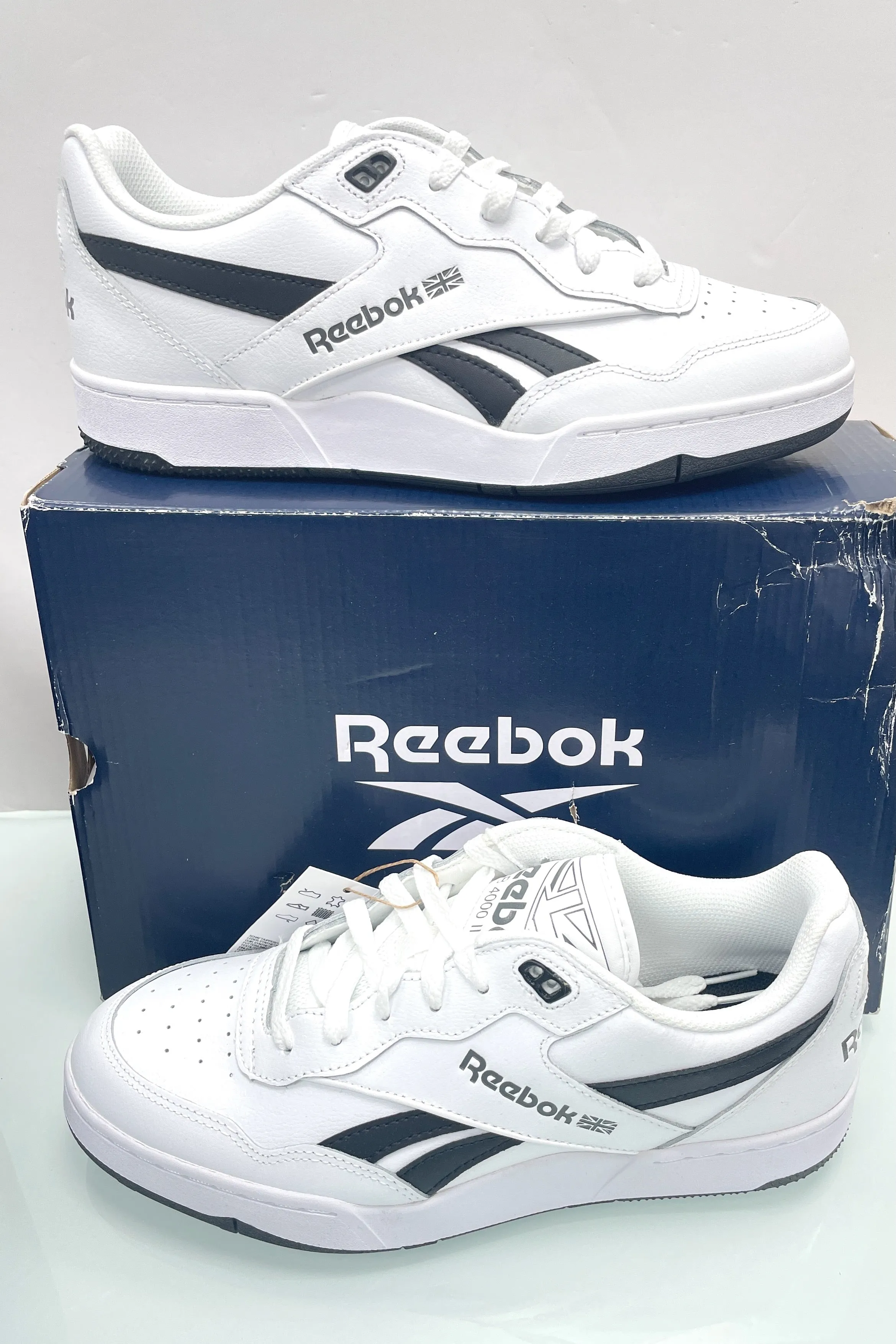 REEBOK White / Black Bb 4000 Ii Unisex Trainers Bnib UK 8 EU 42 👞